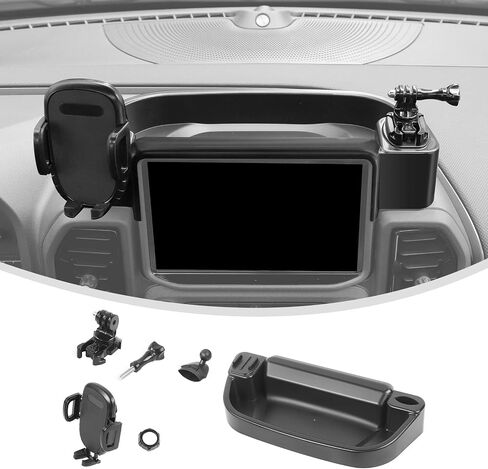 Linskip for 2021-2024 Ford Bronco Sport Dash Phone Holder + Action Camera Mount, Dashboard Multi-Function Organizer Tray for Bronco Sport Interior Accessories in Saudi Arabia