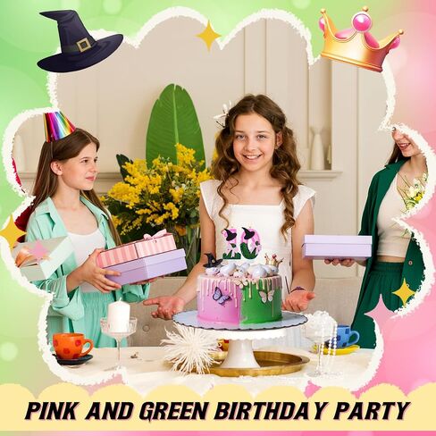 Witch Princess Theme Candle Pink and Green Party Decorations Witch Hat Bow Birthday Cake Toppers Cupcake Toppers for Party Supplies Wedding Anniversary Decor(10) in Saudi Arabia