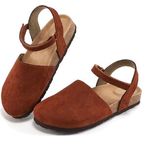 Ecetana Womens Sandals Closed Toe Shoes Dressy Summer Cork Footbed Comfortable Arch Support Flats Sandals for Women 2025