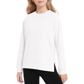 Girls Long Sleeve Shirts SideSplit Crewneck T-Shirts for Girls Size 7-14 Years