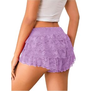 Milumia Women Ruffle Lace Bloomer Shorts Y2K Coquette Low Rise Layered Booty Boyshorts