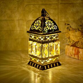 LED Candle Lantern Candle lamp Decorative with Crystal，8.27 Inch Hanging Lanterns for Ramadan Christmas Wedding Table Centerpiece Indian Diwali Decor,Indoor and Outdoor Tabletop for Home Porch Patio
