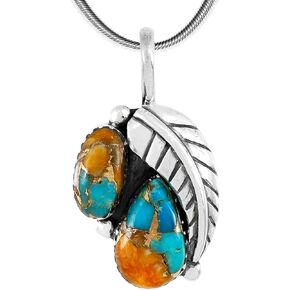 Turquoise Pendant Necklace Sterling Silver 925 (Sterling Silver Pendant with 20" Stainless Chain)