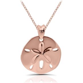 Hoops & Loops 925 Sterling Silver Beach Sand Dollar Pendant Necklace for Women, Men | Silver, Yellow Gold, Rose Gold