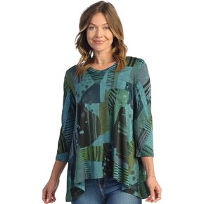 Jess & Jane Women's Doodles Slinky Knit High Low Tunic Top