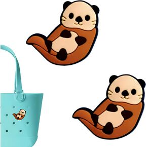 Otter Charms for Bogg Bag, Otter -Themed, Compatible with Simply Southern Beach Tote, 2 Pcs Beach Bag Charms Rubber Inserts Accessories for Women Girls (Otter)