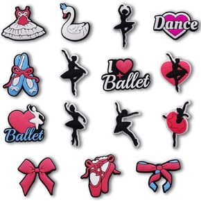15 Pcs Ballet Shoe Charms, Fun and Cute Charms For Kids, Shoe Decoration Charms Accessories, Party Scavenger Christmas Birthday Gift, Ballet Dance Swan Edition