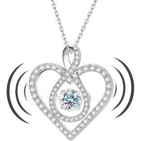 قلادة قلب عائمة الماس ، سلسلة معلقة رقص مويسانيت للنساء ، S925 Sterling Sliver Lab Diamond Jewelry Netclace Netclace for Valentine عيد الحب زوجة أمي