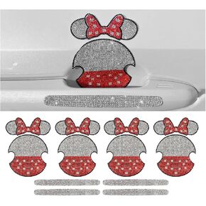 ملصقات مقبض باب سيارة Mandark Bling ، 4pcs Rhinestone Crystal Mickey Meaticles Door Door Handle ＆ حامي الخدوش ، إكسسوارات الحماية الخارجية للسيارات ، Universal لسيارات الدفع الرباعي ، Truck (Mickey)