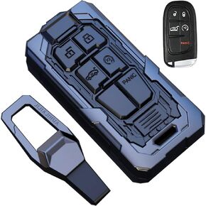 حامي Cover Cover Cover Heavy Metal Key Fob لـ Jeep ، مع Grand Cherokee Renegade Dodge Durango Challenger Wrangler Patriot Grand Comander Journey Fiat Dart Chrysler 200 300 (Black)
