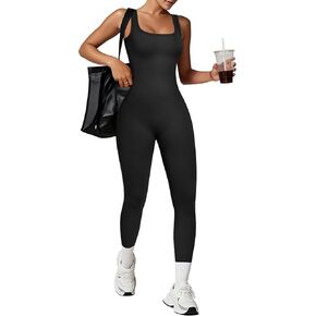 TrainingGirl One Piece Jumpsuits for Women Summer Workout Yoga Gym Rompers - Casual Cute Sleeveless Bodysuits Tank Top
