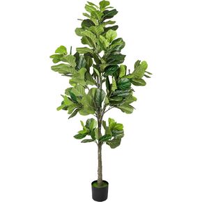 Worth Garden 74.8in Leaf Leaf الاصطناعي Tree Tree 6.2 قدمًا نباتًا مزيفًا طويلًا مع وعاء ، وخضرة داخلية في الهواء الطلق لزخارف غرفة نوم غرفة المعيشة في المكتب المنزلي