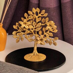 نقي النحاس النحاس Kalpavriksha Tree Showpiece (7.5 بوصة ، 650 جرام) أشجار الحياة - ديكور المنزل - هدية من أجل حظ سعيد فاستو وفنغشوي - أفضل في طاولة غرفة المعيشة مع البولندية العتيقة