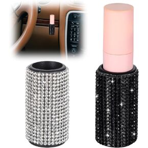 2 PCS bling عزل الشفاه بلسم حامل استقامة سيارة الحامل Chapstick Mess خالية في حرارة إكسسوارات السيارات راينستون اللطيف ديكور للنساء المراهقات يجب أن يكون لها المركبات الداخلية