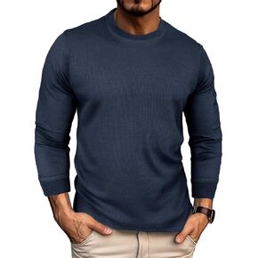 Men's Waffle Basic T-Shirt Long Sleeve Thermal Crew Neck Casual Top Underwear Lightweight Base Layer in Saudi Arabia