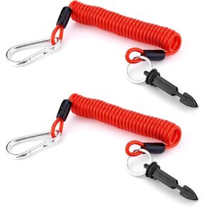 2pcs Trailer Breakaway Cable, 6ft High Rebound Brake Safety Cable Strap Heavy Duty High-Tension Spring Towing Coiled Wire for RV Trailer Camper Emergency Connection