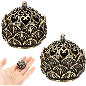 2 PCS Mini Brass Flower Beagense Cone Holder ، Holder Phintage Flower Beagense Decore الأنيق للمنزل ، المكتب ، اليوغا ، التأمل ، سبا (2.8 × 2.7 سم) in Kuwait