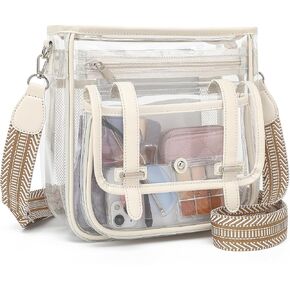 Clear Purse, PVC Clear Crossbody Bags for Women Heavy Duty Transparent Bag for Stadium Events See Through Concert Bag