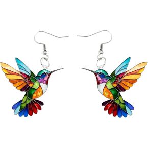 Colorful Hummingbird Necklace, 2D Hummingbird Necklace, Bird Necklace, Hummingbird Necklaces For Women Bird Lovers