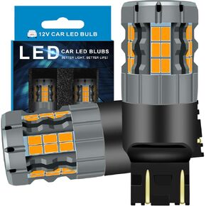 3157 LED Turn Signal Bulbs Compatible For GMC Sierra 1500 1999-2013 (Front/Rear) & 2500/3500 2000-2014 (Front), 1999-2014 (Rear), 3047 3057 4157 Bulb, Amber Yellow, Plug and Play, Pack of 2