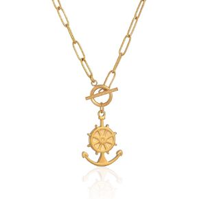 Gold Paperclip Toggle Necklace Pendant for Women Natural Gemstone Pearl Cubic Zirconia Paper Clip Chain Necklace Toggle Paperclip Jewelry Gift for Women