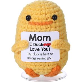 Easter Funny Positive Duck,Cute Handmade Positive Crochet Animals,Crochet Stuffed Animal,Positive Crochet Plushies with Card Creative,Birthday for Women Men Anniversary Valentines Gifts