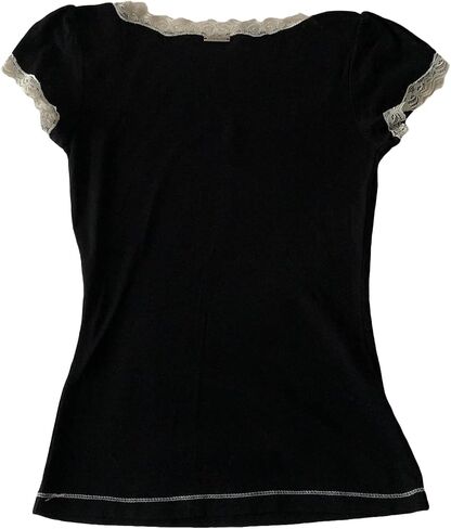 Y2K Fairy Lace Trim Top for Teen Girls Short Sleeve Slim Fit T-Shirts 2000s Tees Aesthetic Clothes in Saudi Arabia