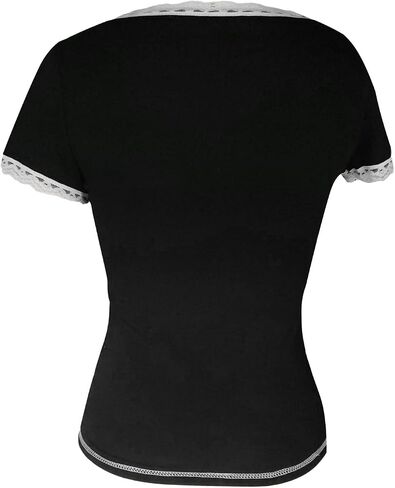 Y2K Fairy Lace Trim Top for Teen Girls Short Sleeve Slim Fit T-Shirts 2000s Tees Aesthetic Clothes in Saudi Arabia