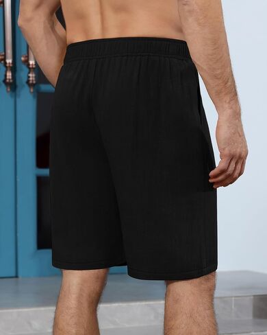 Huukeay 2 Pack Men's Linen Shorts Elastic Waist Drawstring Bermuda Shorts Summer Casual Classic Pants with Pockets in Saudi Arabia