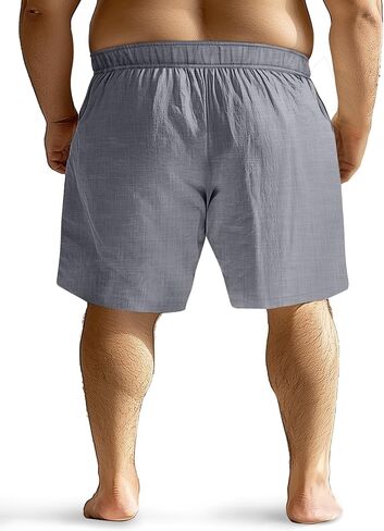 Neer 2 Pack Men's Linen Shorts Casual Lightweight Elastic Waist Summer Plus Size Vacation Beach Shorts with Pockets in Saudi Arabia