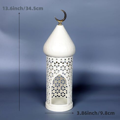 13.6inch مصباح مغربي مصباح مزخرف شموع للزخارف رمضان ، معلقة ، فناء في الهواء الطلق أو الشرفة ، ديكور المنزل الداخلي （الأبيض） in Kuwait