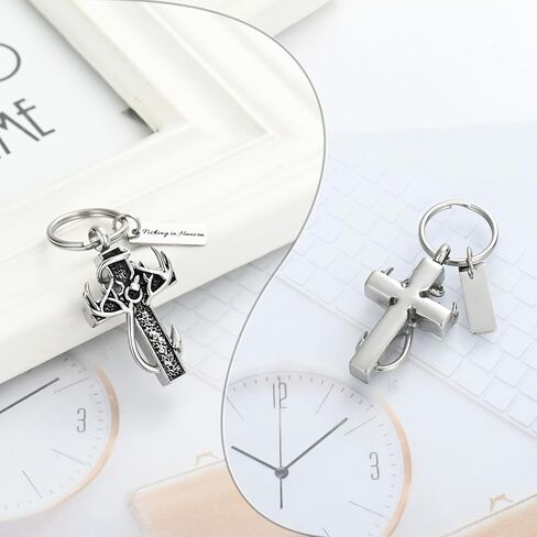 XSMZB Cross Cremation Jewelry Urn Necklace for Human Ashes Fish Hook Memorial Urn Pendant Deer Antler Cross Ashes Holder Keepsake Jewelry in Kuwait