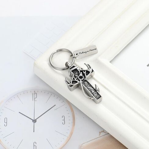 XSMZB Cross Cremation Jewelry Urn Necklace for Human Ashes Fish Hook Memorial Urn Pendant Deer Antler Cross Ashes Holder Keepsake Jewelry in Kuwait