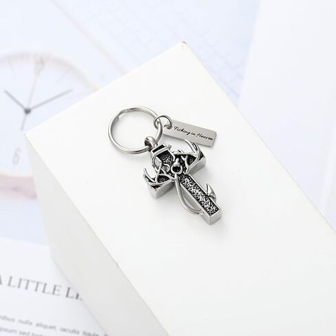 XSMZB Cross Cremation Jewelry Urn Necklace for Human Ashes Fish Hook Memorial Urn Pendant Deer Antler Cross Ashes Holder Keepsake Jewelry in Kuwait