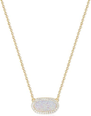 14k Gold Plated Necklace Hexagon Synthetic Gem Pendant Dainty Fashion Jewelry Birthday Wedding Gift For Women in Kuwait