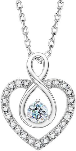 قلادة قلب عائمة الماس ، سلسلة معلقة رقص مويسانيت للنساء ، S925 Sterling Sliver Lab Diamond Jewelry Netclace Netclace for Valentine عيد الحب زوجة أمي in Kuwait