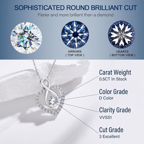 قلادة قلب عائمة الماس ، سلسلة معلقة رقص مويسانيت للنساء ، S925 Sterling Sliver Lab Diamond Jewelry Netclace Netclace for Valentine عيد الحب زوجة أمي in Kuwait