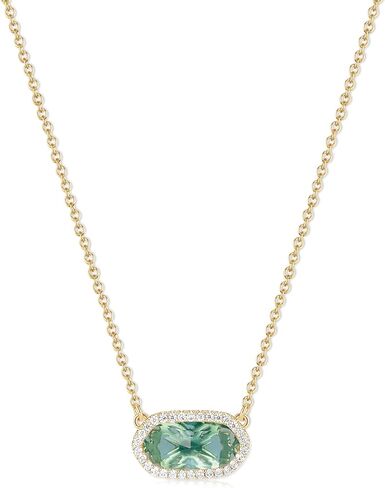 14k Gold Plated Necklace Hexagon Synthetic Gem Pendant Dainty Fashion Jewelry Birthday Wedding Gift For Women in Kuwait