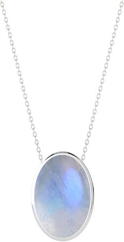 Natural Blue Moonstone Slider Netlace for Women in Sterling Silver ، Hune Birthstone Jewelry Gifts لعيد ميلادها ، الذكرى السنوية ، عيد الميلاد ، التخرج in Saudi Arabia