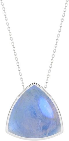 Natural Blue Moonstone Slider Pendant Necklace for Women in Sterling Silver, June Birthstone Jewelry Gifts for Her Birthday, Anniversary, Christmas, Graduation in Saudi Arabia