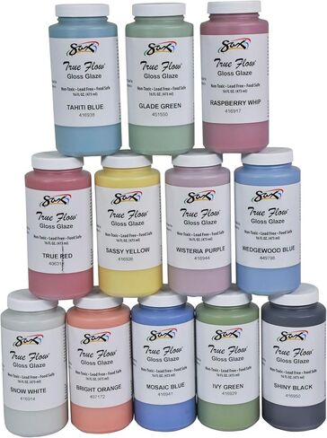 Sax True Flow Gloss No Lead Glazes - 1 Pint - مجموعة من 12 - ألوان متنوعة in Saudi Arabia