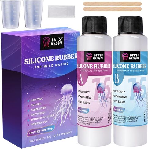 LET'S RESIN 8oz Silicone Mold Making Trial Kit, Fast Cure Mold Making Silicone Rubber, Easy Mixing, Flexible Platinum Cured Molding Silicone for Casting Resin Molds & Silicone Molds (Translucent) in Saudi Arabia