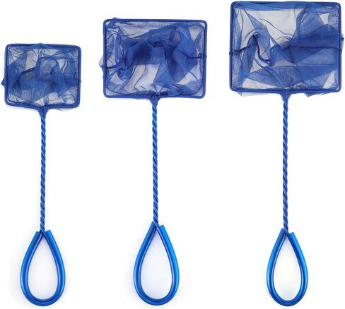 Lpraer 6 بوصة حوض السمك شبكة السمك الأخضر غرامة شبكة شبكة من النايلون مجموعة مع 11 "مقبض طويل مربع الصيد السريع شبكة السمك لخزان الأسماك in Kuwait