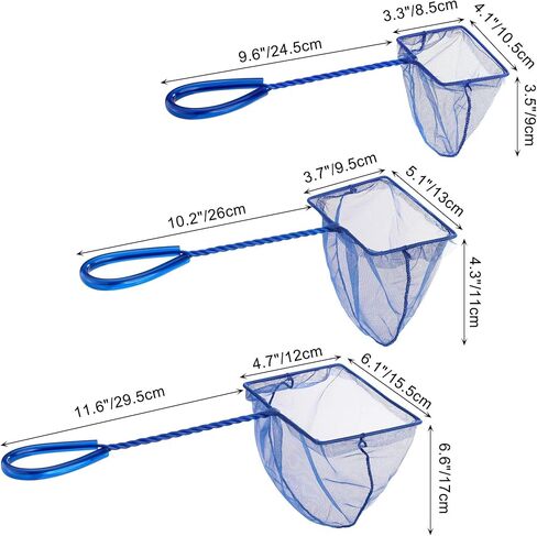 Lpraer 6 بوصة حوض السمك شبكة السمك الأخضر غرامة شبكة شبكة من النايلون مجموعة مع 11 "مقبض طويل مربع الصيد السريع شبكة السمك لخزان الأسماك in Kuwait