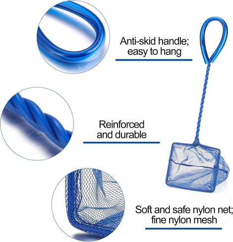 Lpraer 6 بوصة حوض السمك شبكة السمك الأخضر غرامة شبكة شبكة من النايلون مجموعة مع 11 "مقبض طويل مربع الصيد السريع شبكة السمك لخزان الأسماك in Kuwait