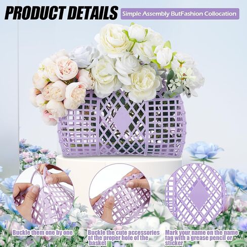 Sweetude 6 Sets Jelly Tote Bags with Flower Sunglasses for Girls Women 6 Plastic Jelly Bag Jelly Purse Reusable Beach Basket 6 Flower Glasses Beach Eyewear for Bridal Wedding Party Gift in Saudi Arabia