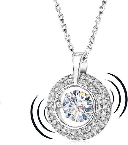 قلادة قلب عائمة الماس ، سلسلة معلقة رقص مويسانيت للنساء ، S925 Sterling Sliver Lab Diamond Jewelry Netclace Netclace for Valentine عيد الحب زوجة أمي in Kuwait
