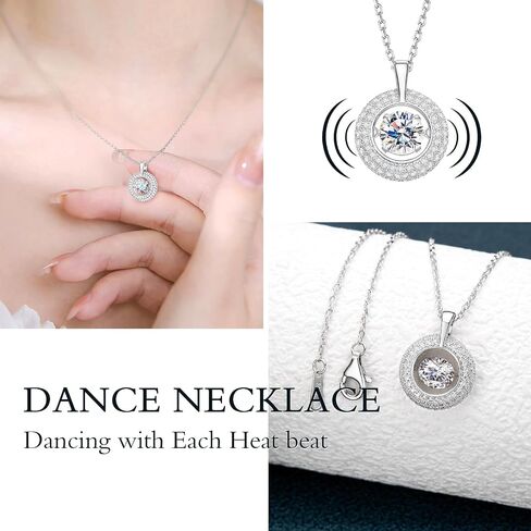 قلادة قلب عائمة الماس ، سلسلة معلقة رقص مويسانيت للنساء ، S925 Sterling Sliver Lab Diamond Jewelry Netclace Netclace for Valentine عيد الحب زوجة أمي in Kuwait