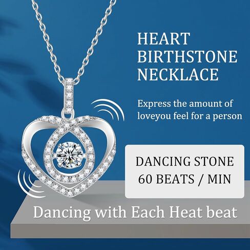 Diamond Floating Heart Necklace,Moissanite Dancing Pendent Chain for Women,S925 Sterling Sliver Lab Diamond Jewelry Halo Necklace Gifts for Valentine's Day Women Wife Mom in Saudi Arabia