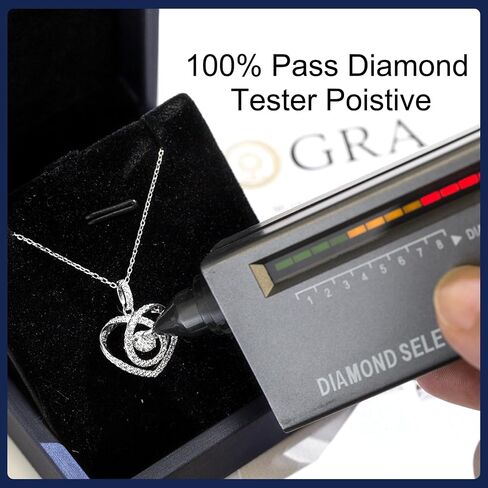 Diamond Floating Heart Necklace,Moissanite Dancing Pendent Chain for Women,S925 Sterling Sliver Lab Diamond Jewelry Halo Necklace Gifts for Valentine's Day Women Wife Mom in Saudi Arabia